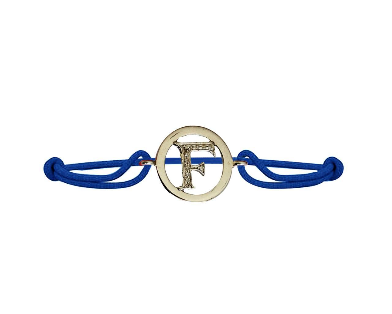Alphabet bracelet with diamonds F - Jewelslane