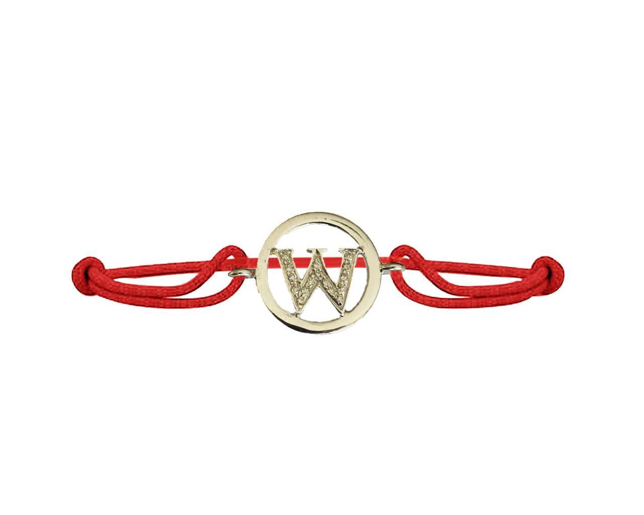 Alphabets bracelet with diamonds W - Jewelslane