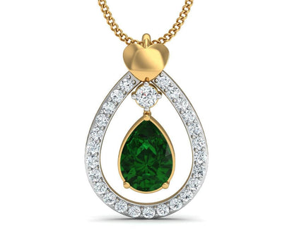Ameena Emerald Diamond Pendant Set - Jewelslane