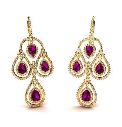 Amethyst & Diamond contemporary Danglers - Jewelslane