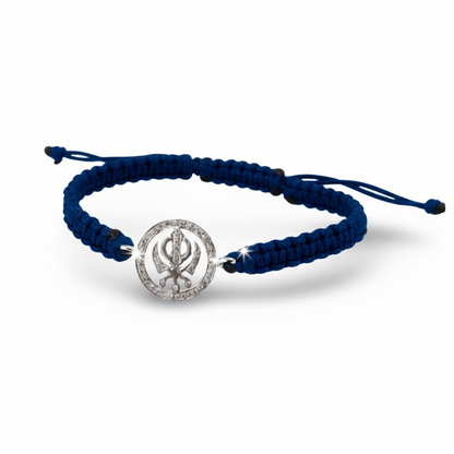 Khanda Full Diamond Bracelet in Silver