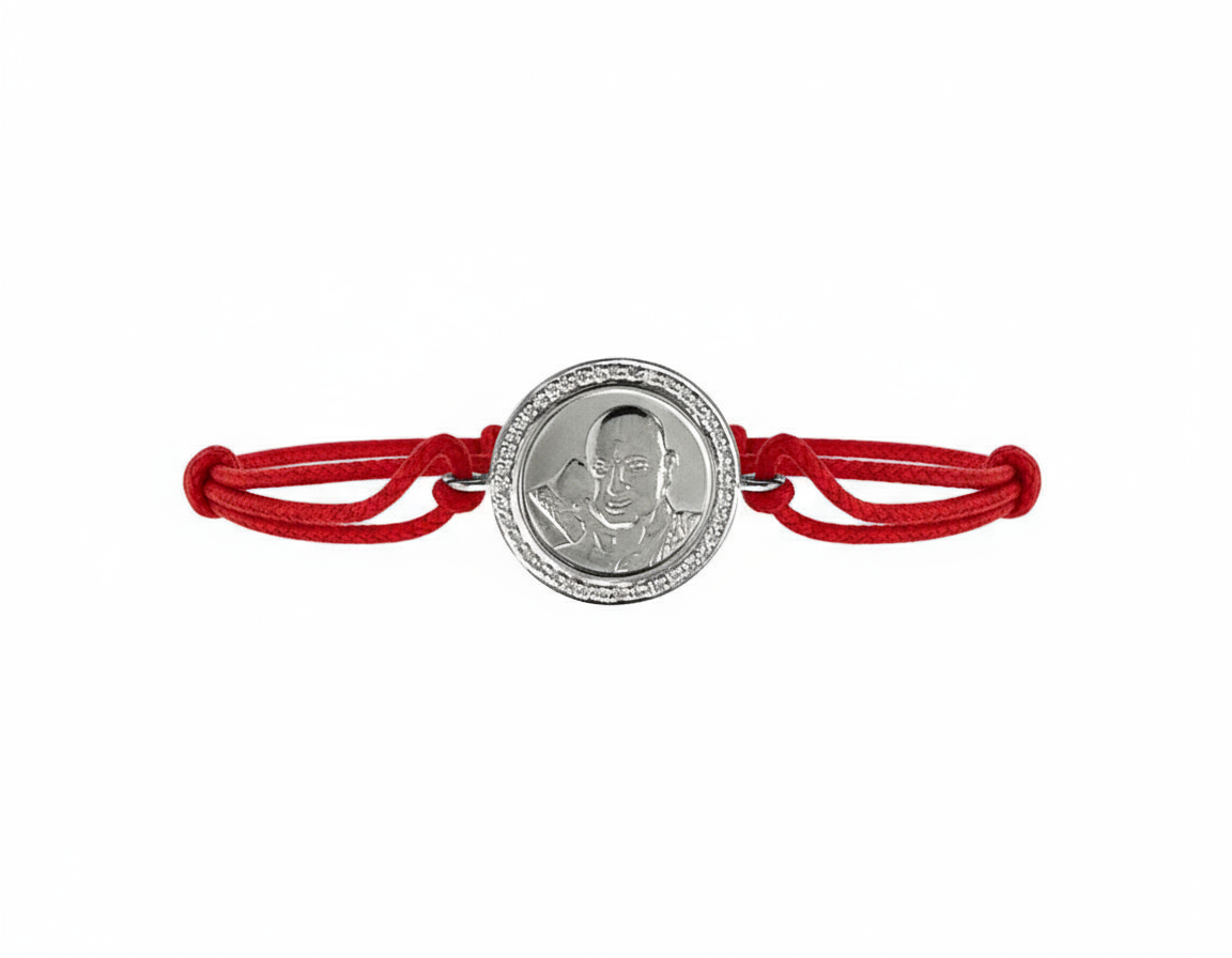 Auspicious Guruji Swaroop Bracelet in Silver with Diamonds - Jewelslane