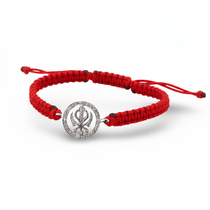 Khanda Full Diamond Bracelet in Silver