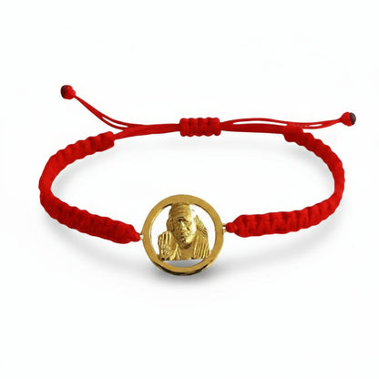 Auspicious Sai Baba Gold Bracelet On size adjustable thread - Jewelslane