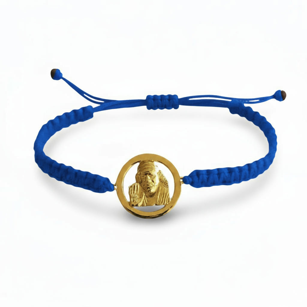 Auspicious Sai Baba Gold Bracelet On size adjustable thread - Jewelslane
