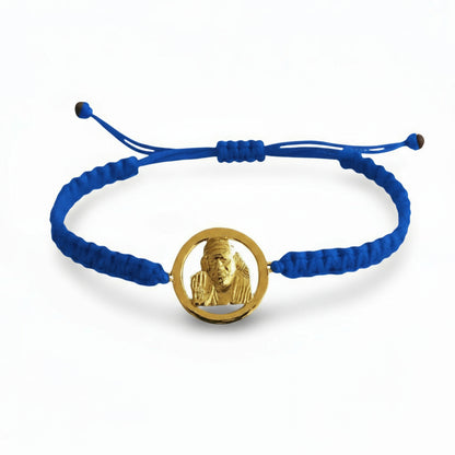 Auspicious Sai Baba Gold Bracelet On size adjustable thread - Jewelslane