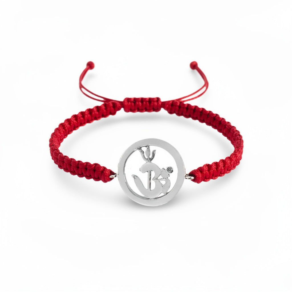 Om Shakti Bracelet in Silver with Diamonds