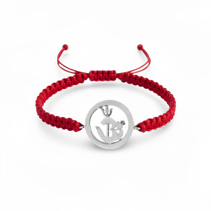 Om Shakti Bracelet in Silver with Diamonds