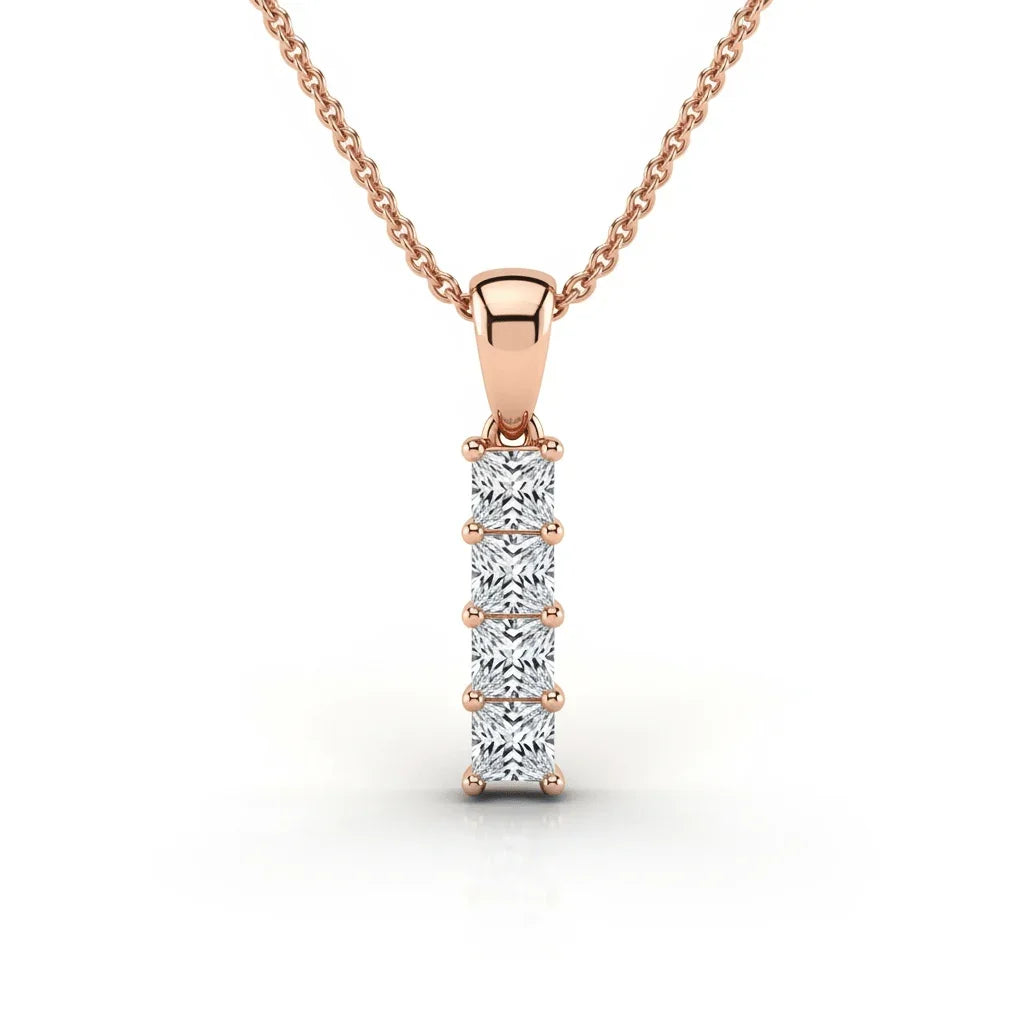 Dani Princess cut Lab diamonds pendant - Jewelslane
