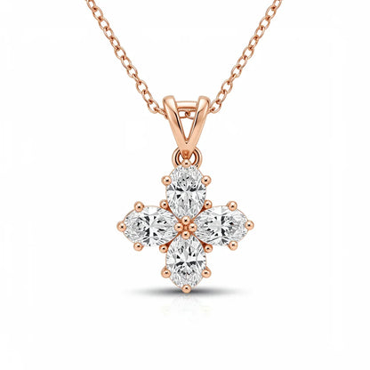 Daria Oval shape diamond clover pendant - Jewelslane