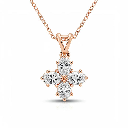 Daria Oval shape diamond clover pendant - Jewelslane