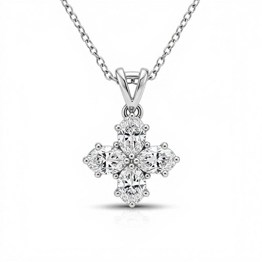 Daria Oval shape diamond clover pendant - Jewelslane