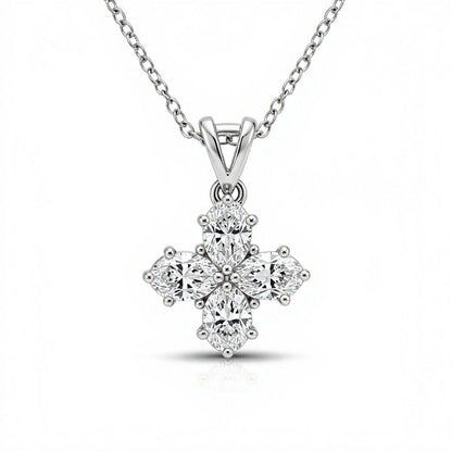 Daria Oval shape diamond clover pendant - Jewelslane