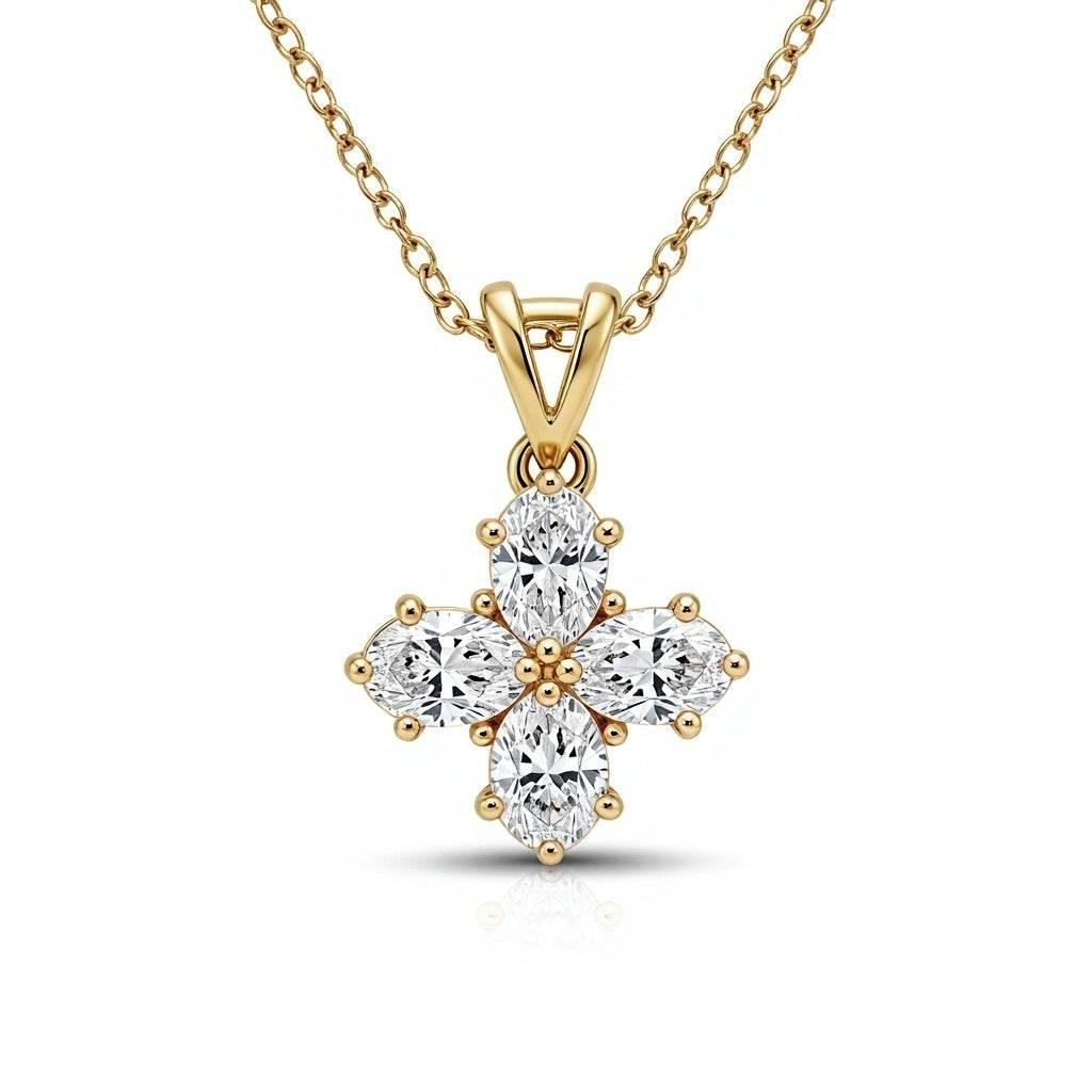 Daria Oval shape diamond clover pendant - Jewelslane