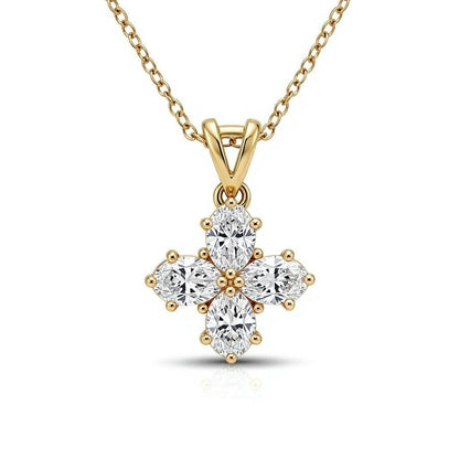 Daria Oval shape diamond clover pendant - Jewelslane