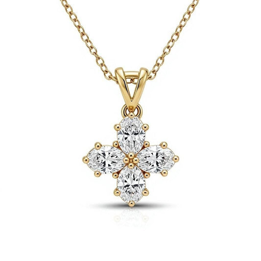 Daria Oval shape diamond clover pendant - Jewelslane