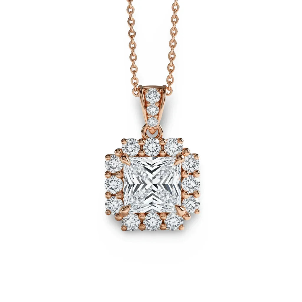 Dea Princess Cut Lab Diamond Solitaire Pendant - Jewelslane