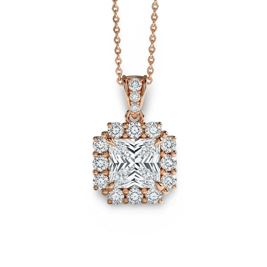 Dea Princess Cut Lab Diamond Solitaire Pendant - Jewelslane