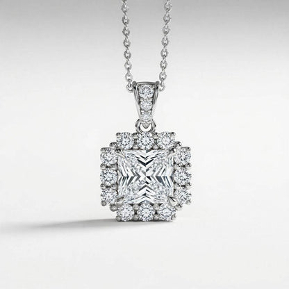 Dea Princess Cut Lab Diamond Solitaire Pendant - Jewelslane