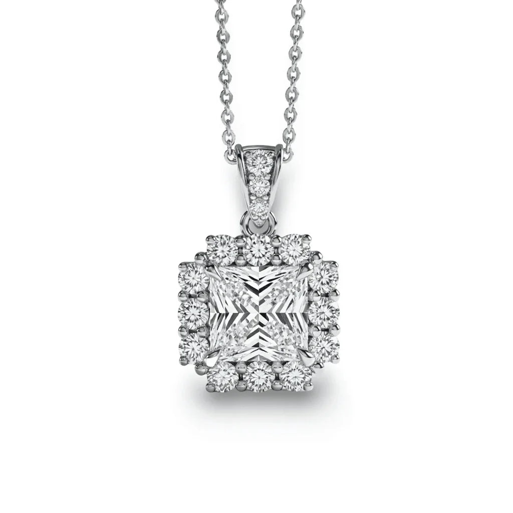 Dea Princess Cut Lab Diamond Solitaire Pendant - Jewelslane