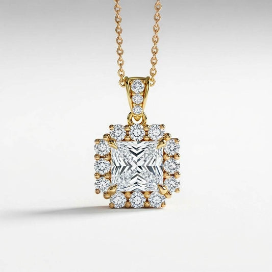 Dea Princess Cut Lab Diamond Solitaire Pendant - Jewelslane