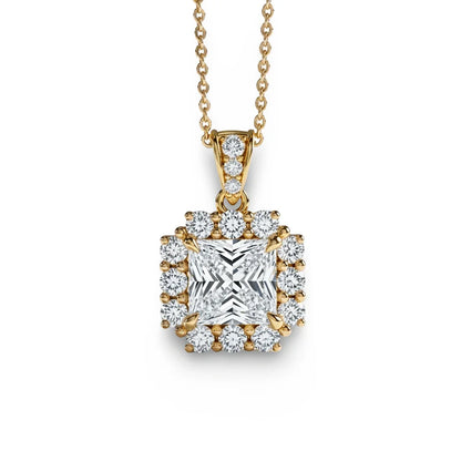 Dea Princess Cut Lab Diamond Solitaire Pendant - Jewelslane