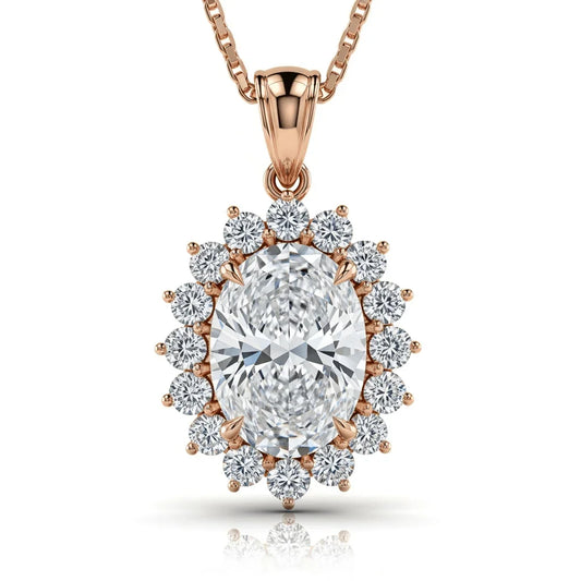 Deja Oval Shap Diamond Solitaire Pendant - Jewelslane