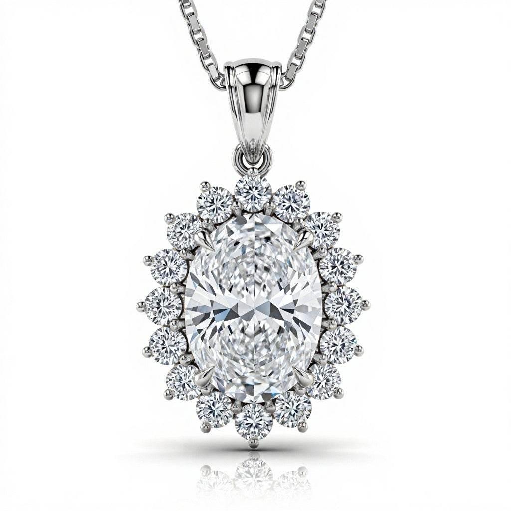 Deja Oval Shap Diamond Solitaire Pendant - Jewelslane