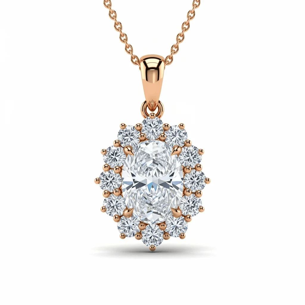 Dhiya Oval shape Solitaire Diamond pendant - Jewelslane