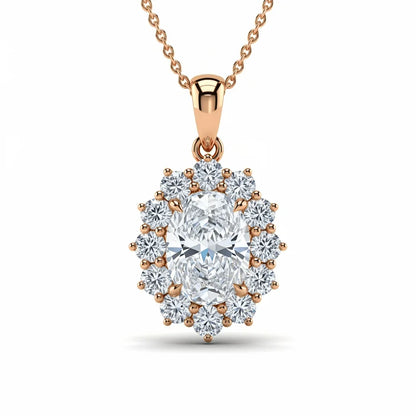 Dhiya Oval shape Solitaire Diamond pendant - Jewelslane