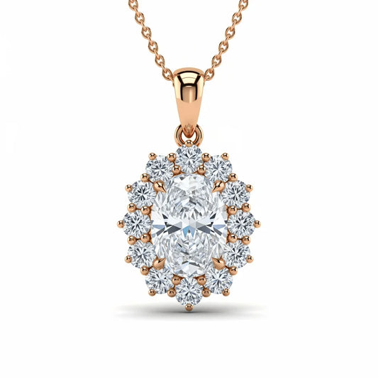 Dhiya Oval shape Solitaire Diamond pendant - Jewelslane