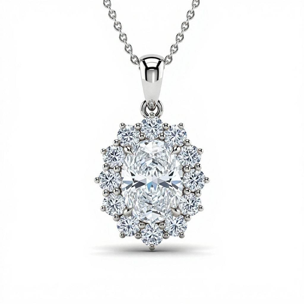 Dhiya Oval shape Solitaire Diamond pendant - Jewelslane