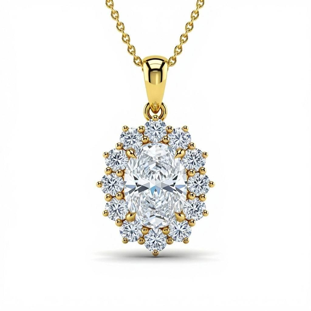 Dhiya Oval shape Solitaire Diamond pendant - Jewelslane