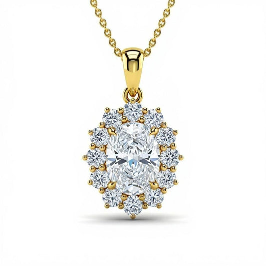 Dhiya Oval shape Solitaire Diamond pendant - Jewelslane