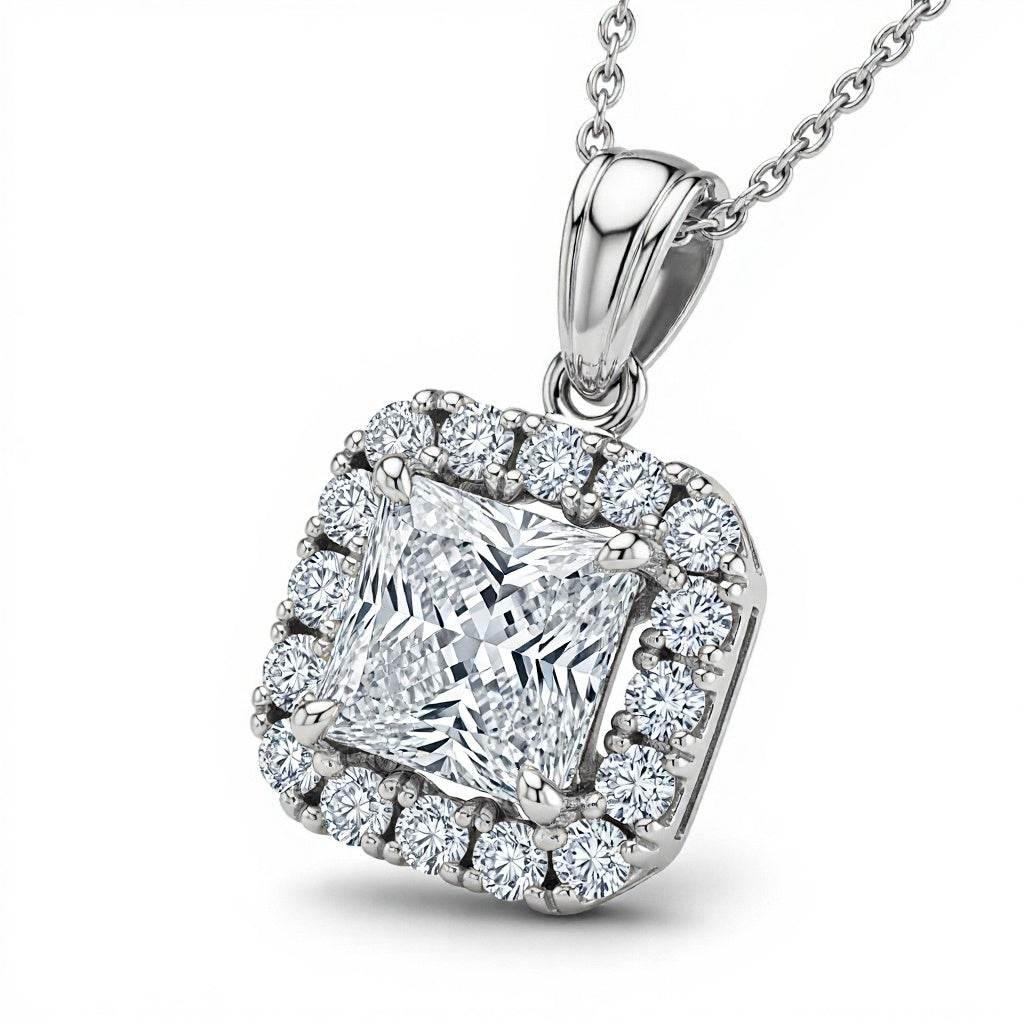 Princess Cut Lab Diamond Solitaire Pendant - Jewelslane