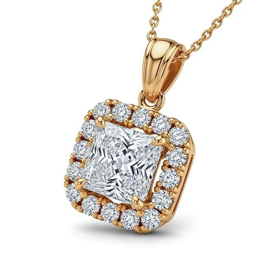 Princess Cut Lab Diamond Solitaire Pendant - Jewelslane