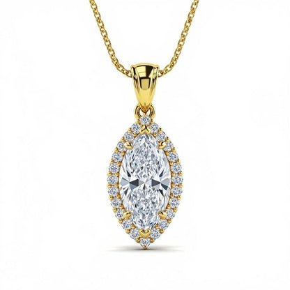 Dimi Marquee shape Lab Diamond Pendant with a diamond halo - Jewelslane