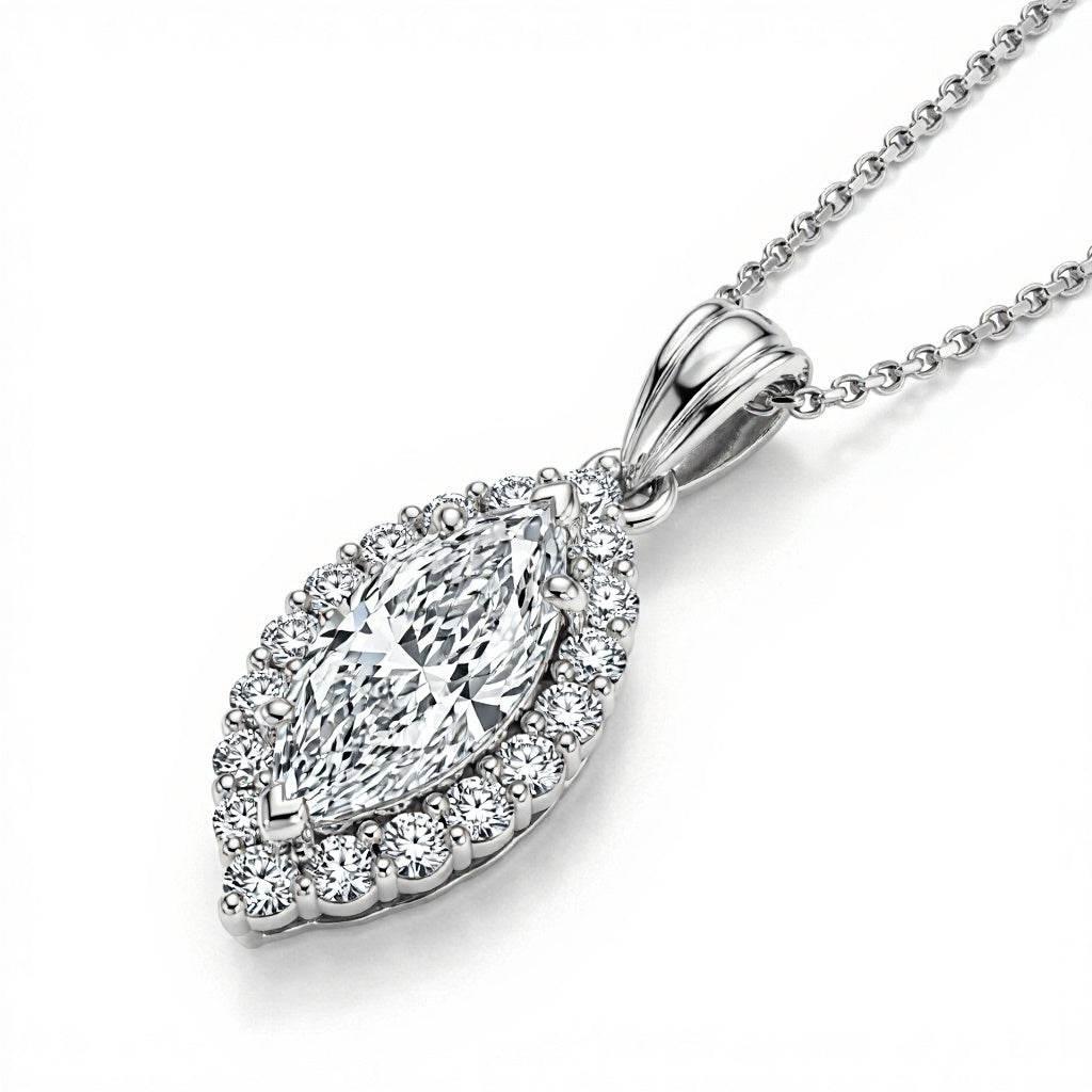 Ditya Marquee Shape diamond solitaire pendant - Jewelslane