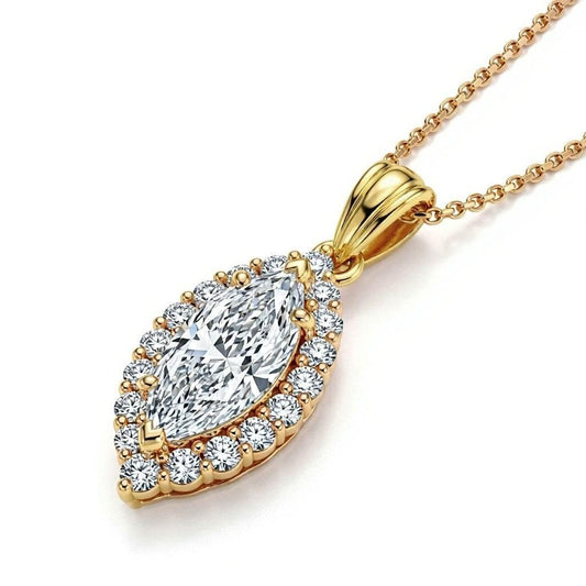 Ditya Marquee Shape diamond solitaire pendant - Jewelslane