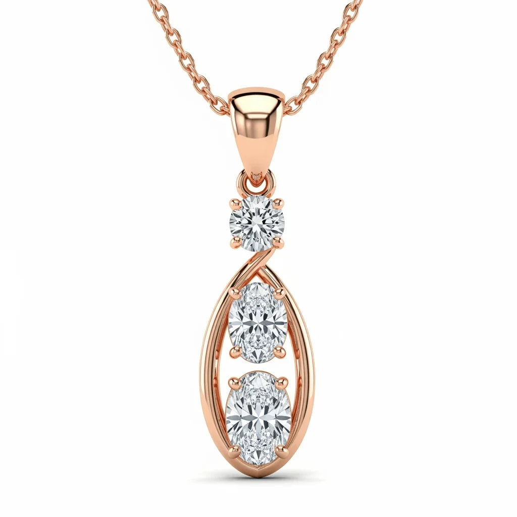 Ellen Oval Diamond Solitaire pendant - Jewelslane