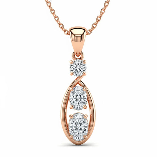 Ellen Oval Diamond Solitaire pendant - Jewelslane