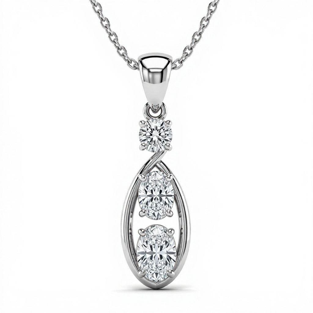 Ellen Oval Diamond Solitaire pendant - Jewelslane
