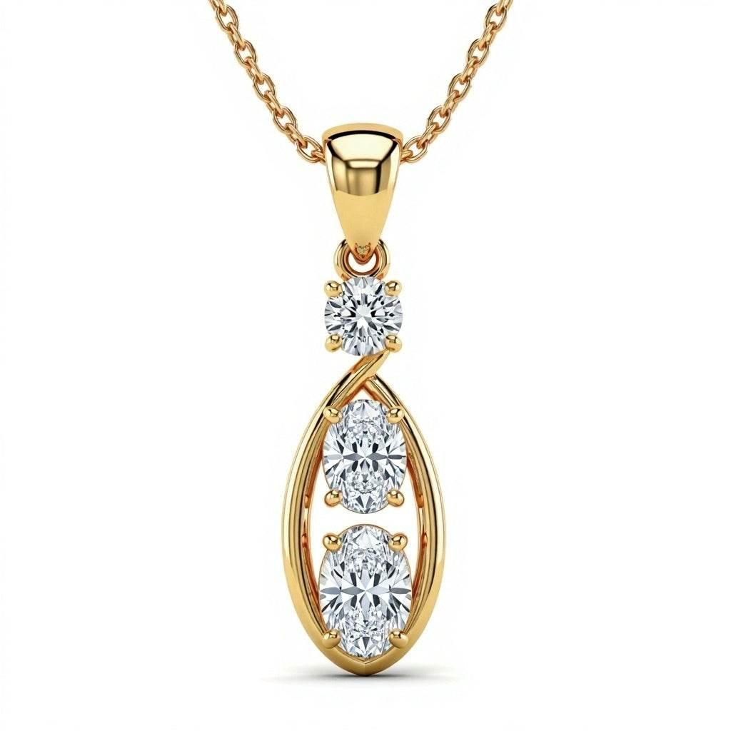 Ellen Oval Diamond Solitaire pendant - Jewelslane