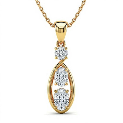 Ellen Oval Diamond Solitaire pendant - Jewelslane