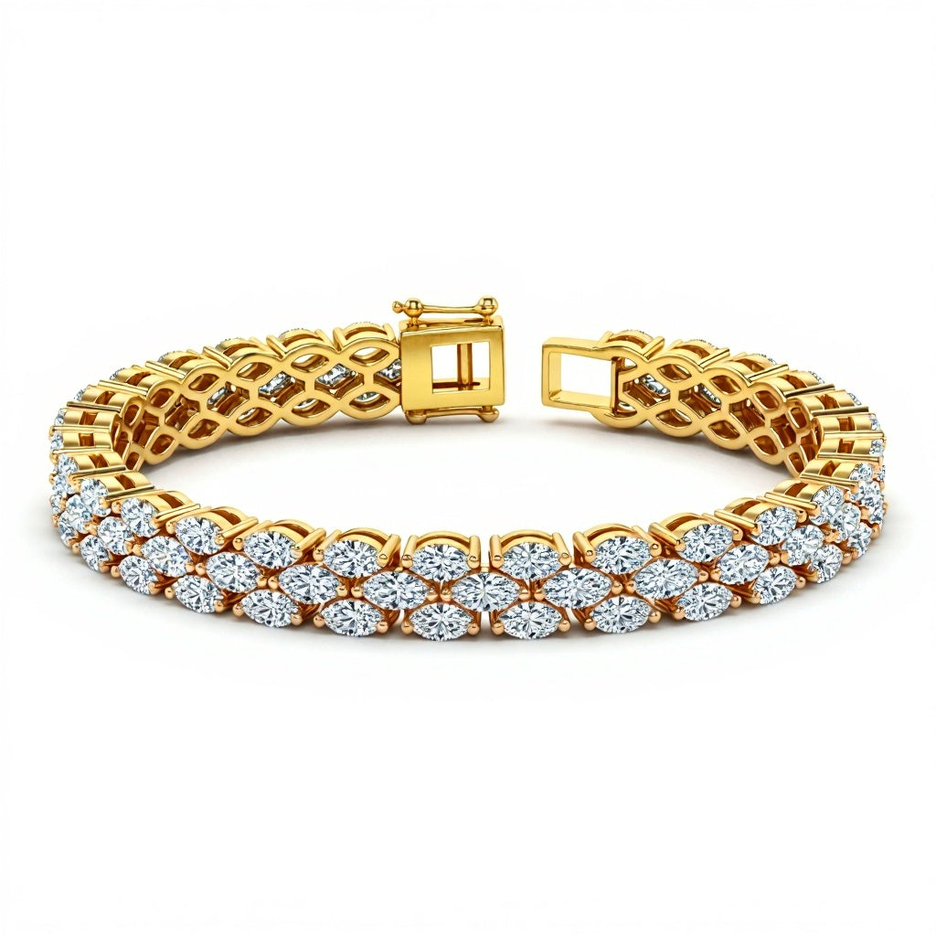 Ellie Tennis Bracelet with three rows of Marquise Diamonds - Jewelslane