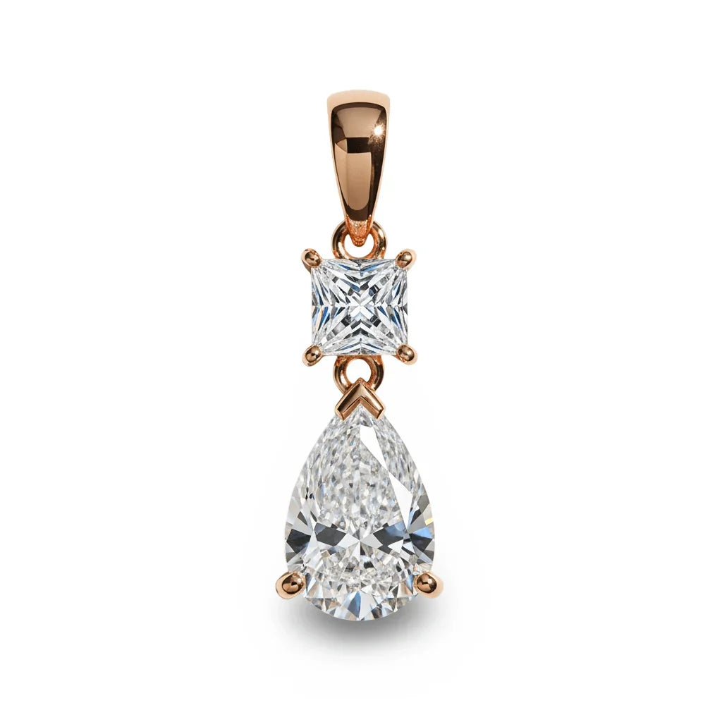 Erika Lab Diamond Pear Shape Solitaire Pendant - Jewelslane