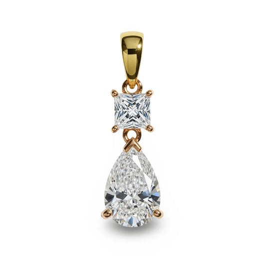 Erika Lab Diamond Pear Shape Solitaire Pendant - Jewelslane