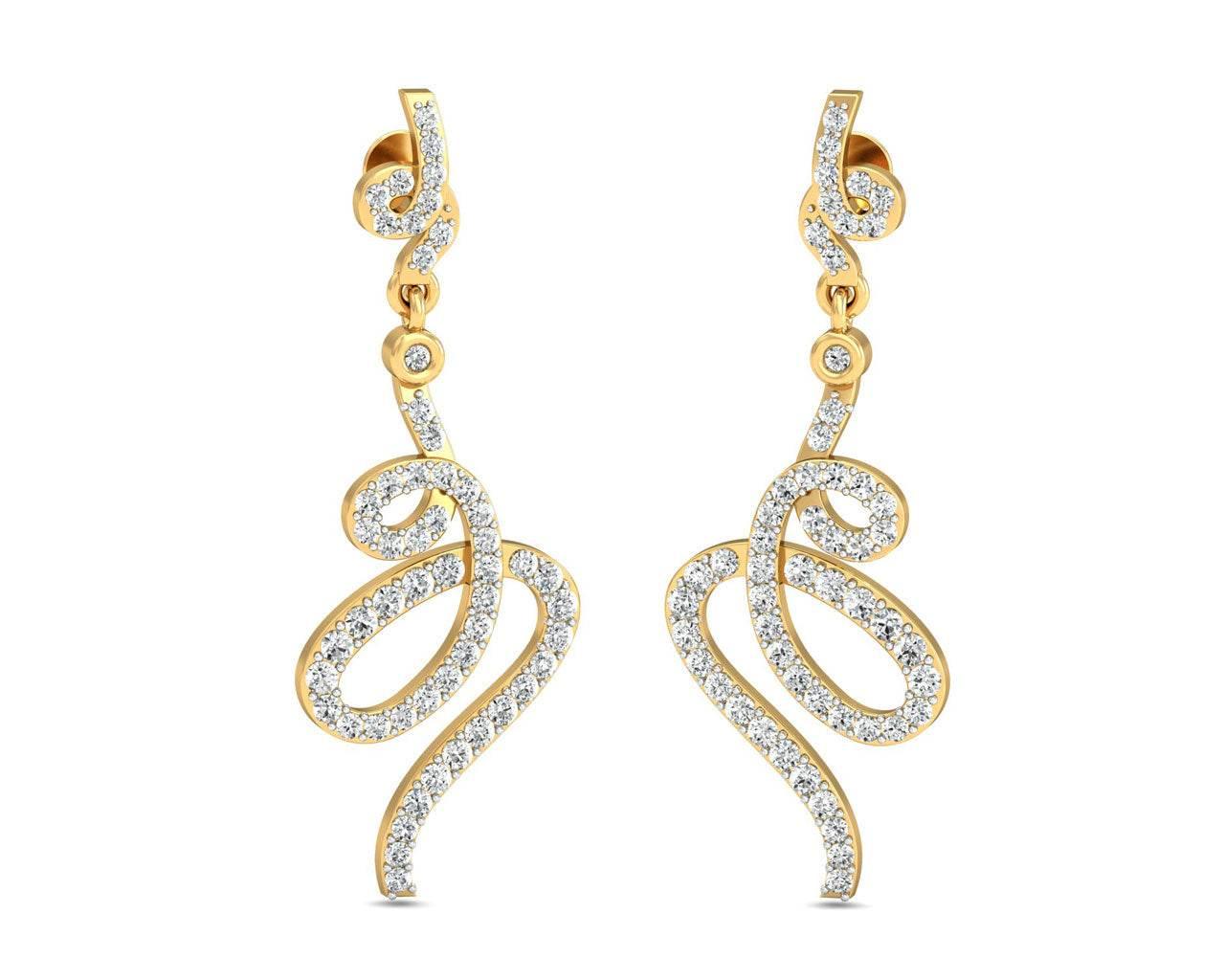 Fatina Long Diamond Danglers - Jewelslane