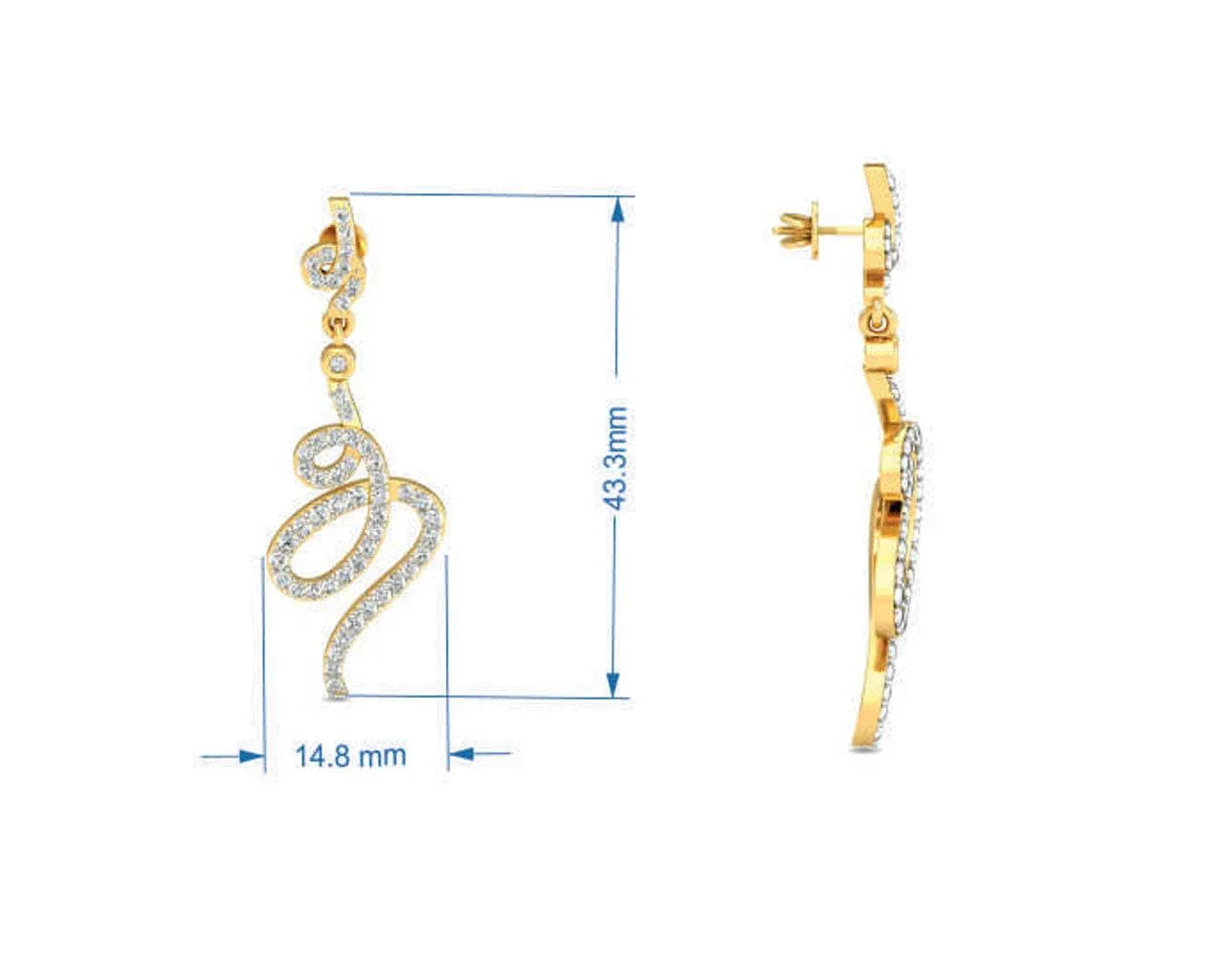 Fatina Long Diamond Danglers - Jewelslane