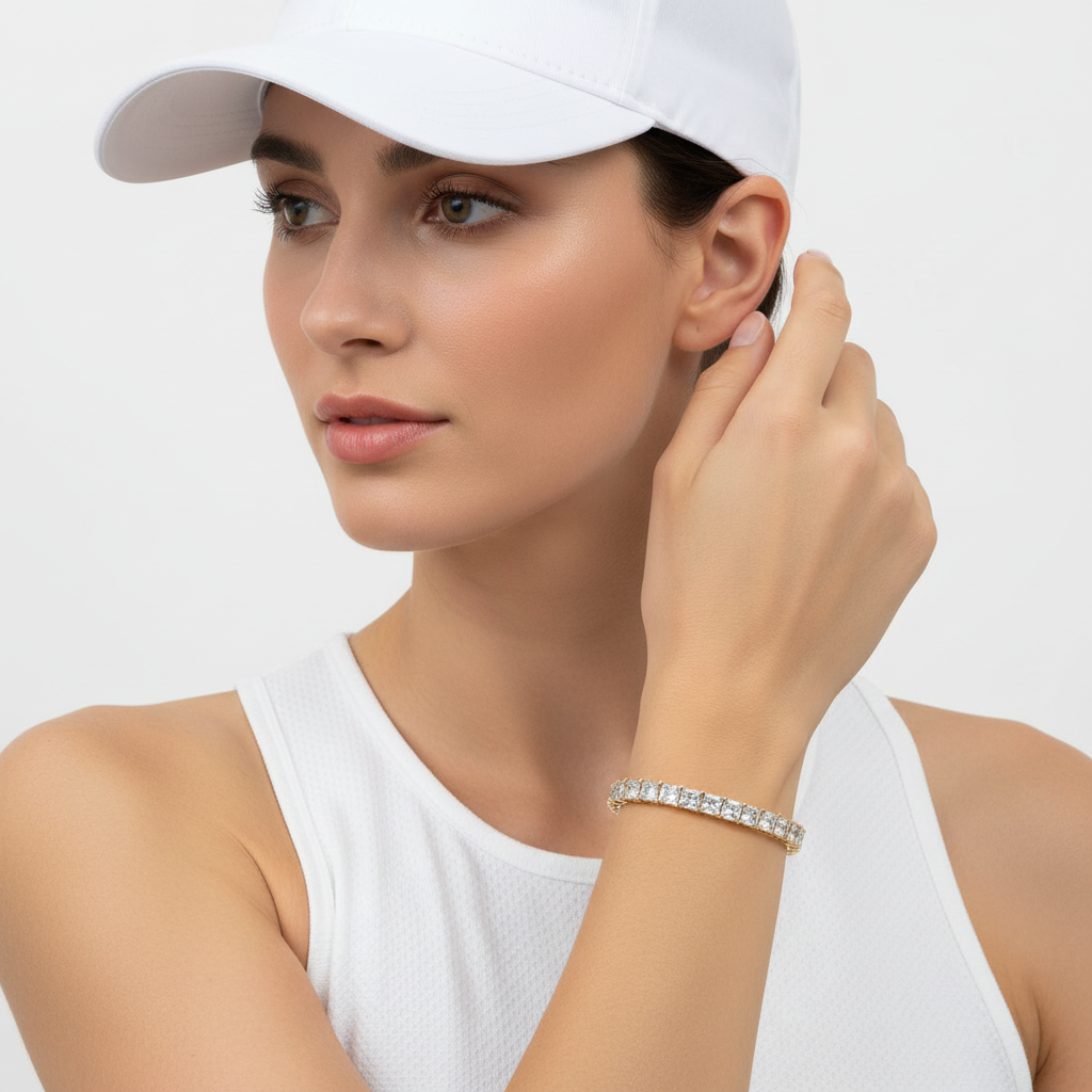 Nona Princess Cut Lab Grown Diamonds Tennis Bracelet